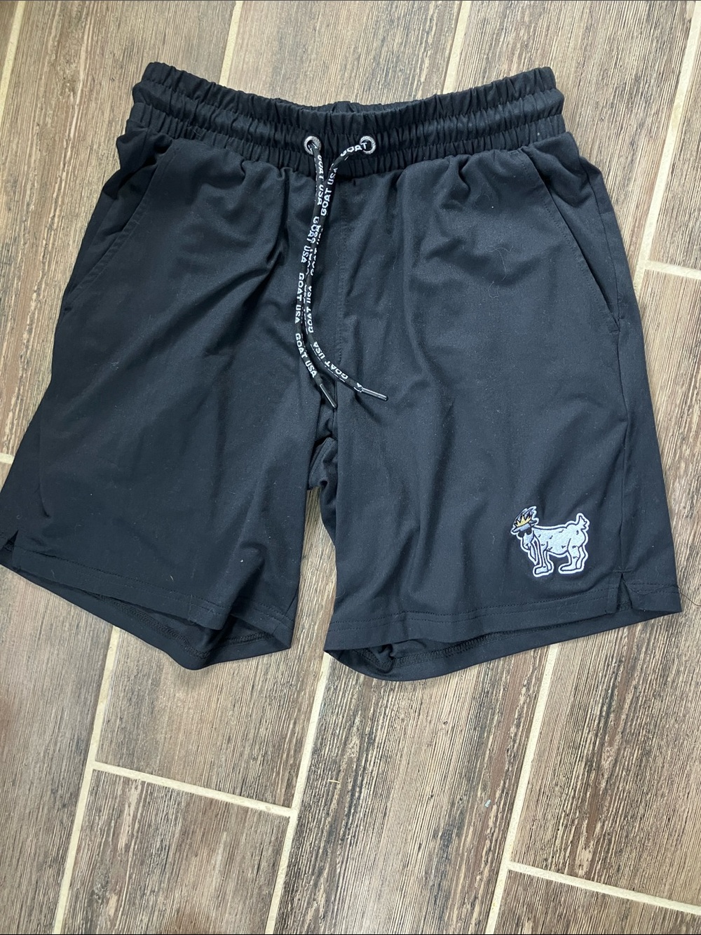 Men's Black Athletic Shorts with Goat Patch